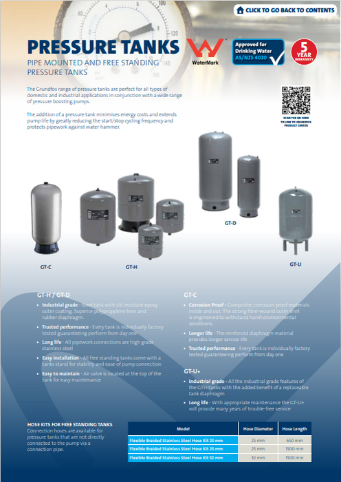 Grundfos Pressure Tank - GT-H-35 PN10 G1 V