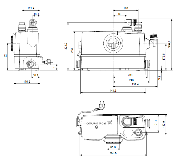 Grundfos SOLOLIFT2 WC-3: LIFTING STATION SMALL FOR BASE STAND TOILET