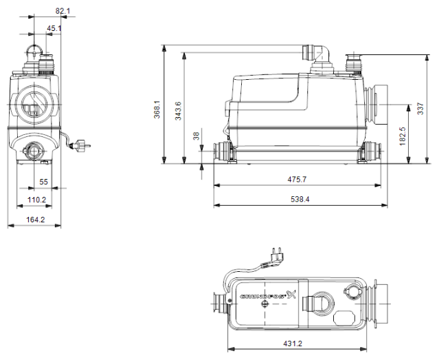 Grundfos SOLOLIFT2 CWC-3: LIFTING STATION SMALL FOR WALL HUNG TOILET