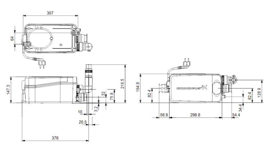 Grundfos SOLOLIFT2 D-2: LIFTING STATION SMALL FOR SHOWER OR TAP
