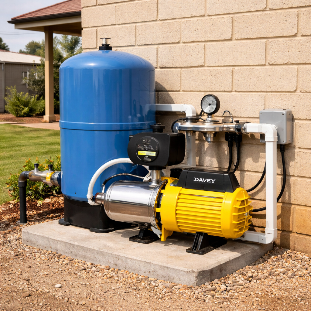 Pressure pump system improving water flow at a Western Australian home