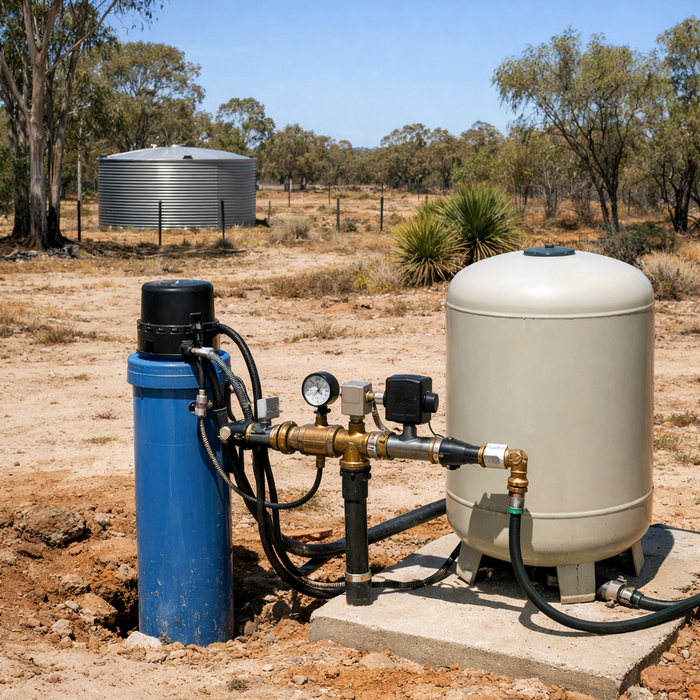 Bore water pump system installed on a Western Australian rural property
