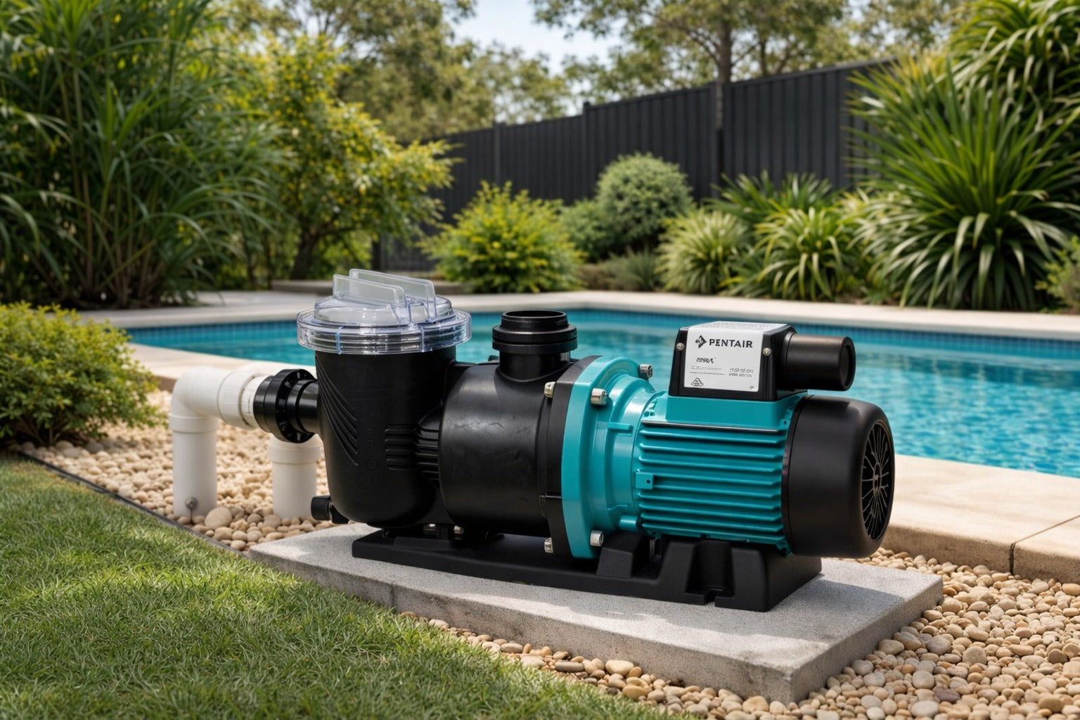 Variable speed pool pump installed at an Australian residential pool