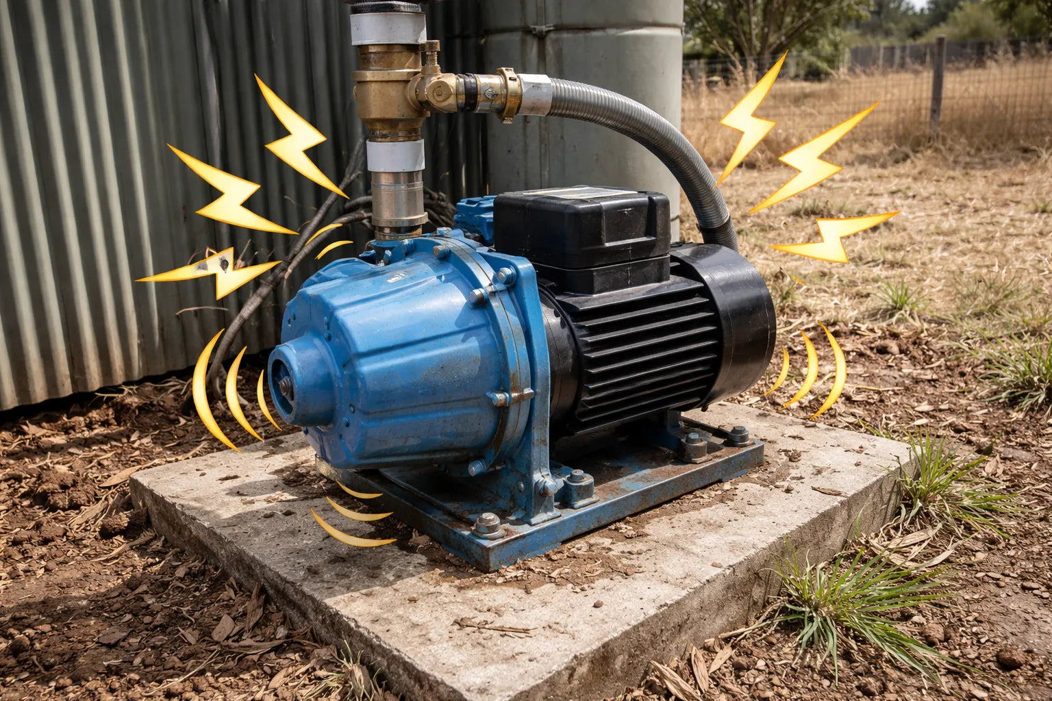 Noisy water pump with vibration issues on an Australian property