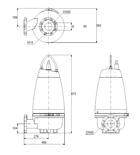 Grundfos SEV.80.80.40.4.50B - 415volt- Super Vortex pump 96047489