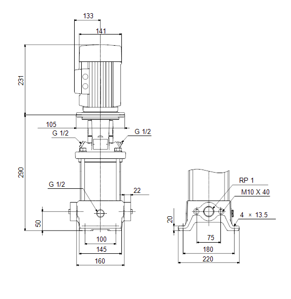Grundfos CR 3-5 A-A-A-E-HQQE Vertical Multistage Pump – 92901489 (1 x 220-230V)