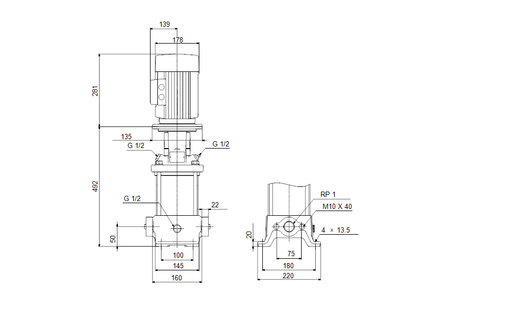 Grundfos CR 3-15 A-A-A-E-HQQE Vertical Multistage Centrifugal Pump – 92901499 (1 x 220-230V)