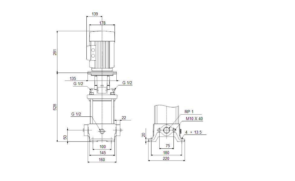 Grundfos CR 3-17 A-A-A-E-HQQE Vertical Multistage Centrifugal Pump – 92901510 (1 x 220-230V)