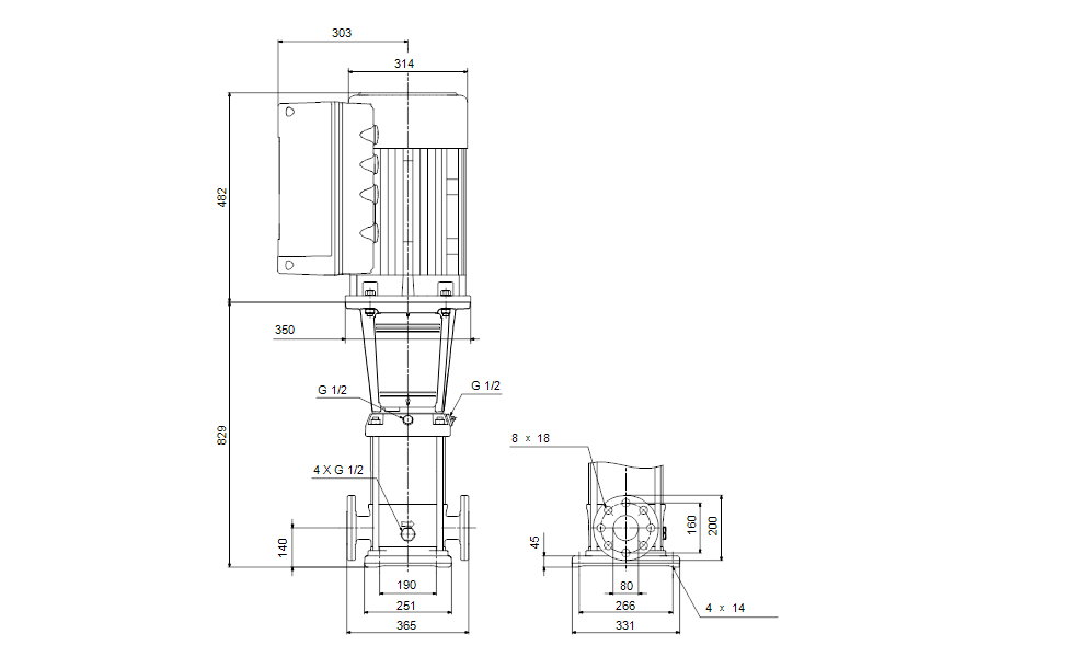 Grundfos CRNE 45-3 NV-F-A-V-HQQV Vertical Multistage Centrifugal Pump – 92962337