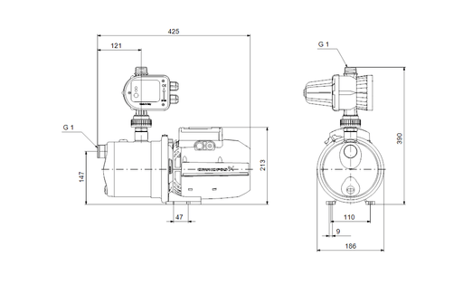 Grundfos JP 4-54 PM START Booster Set Self-Priming Centrifugal Pump – 93294062 (1 x 220-240 V)