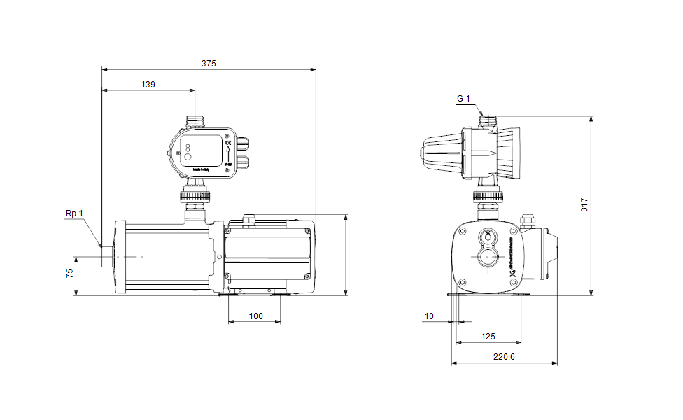 Grundfos CMB-SP 1-36 I-C-A-A-E-A Booster Set Self-Priming Pressure Booster Pump – 93332820