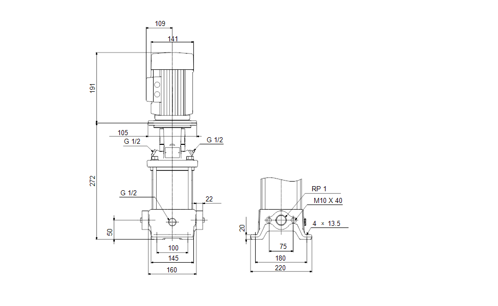 Grundfos CR 3-4 A-A-A-E-HQQE Vertical Multistage Centrifugal Pump – 96516592 (3 x 220-240D/380-415YV)