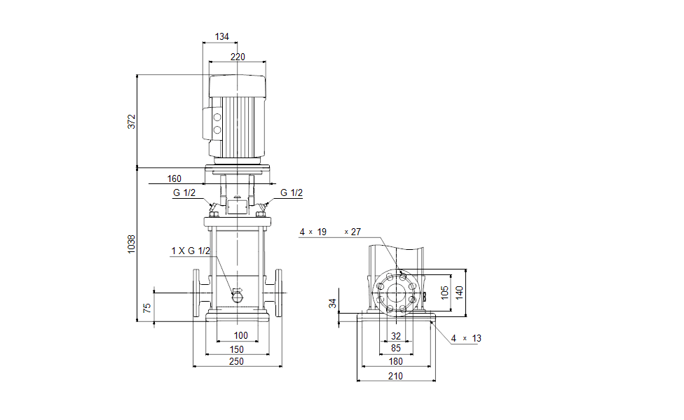 Grundfos CRI 5-29 A-FGJ-A-E-HQQE Vertical Multistage Centrifugal Pump – 96528018 (3 x 380-415DV)