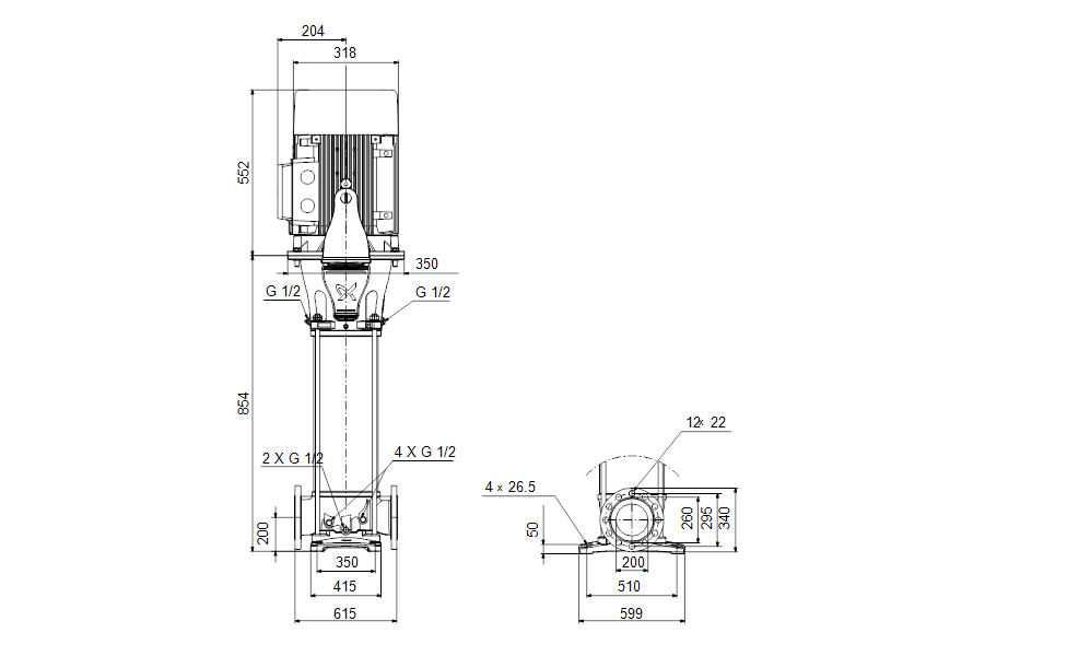 Grundfos CRN 215-1-1 A-F-A-V-HQQV Vertical Multistage Centrifugal Pump – 99144230