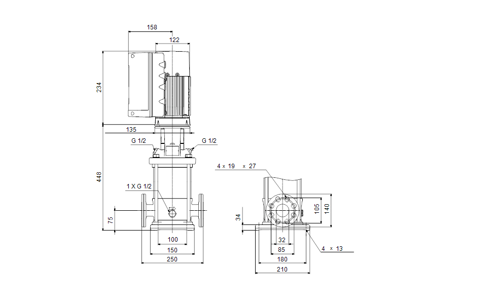 Grundfos CRNE 3-11 NV-FGJ-A-V-HQQV Vertical Multistage Centrifugal Pump – 99247018