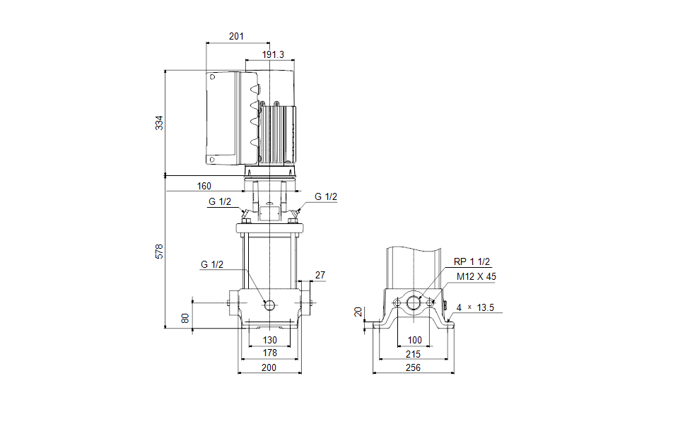 Grundfos CRE 10-9 NPV-A-A-E-HQQE Vertical Multistage Centrifugal Pump with Integrated Frequency Converter – 99247763 (3 x 380-500 V)
