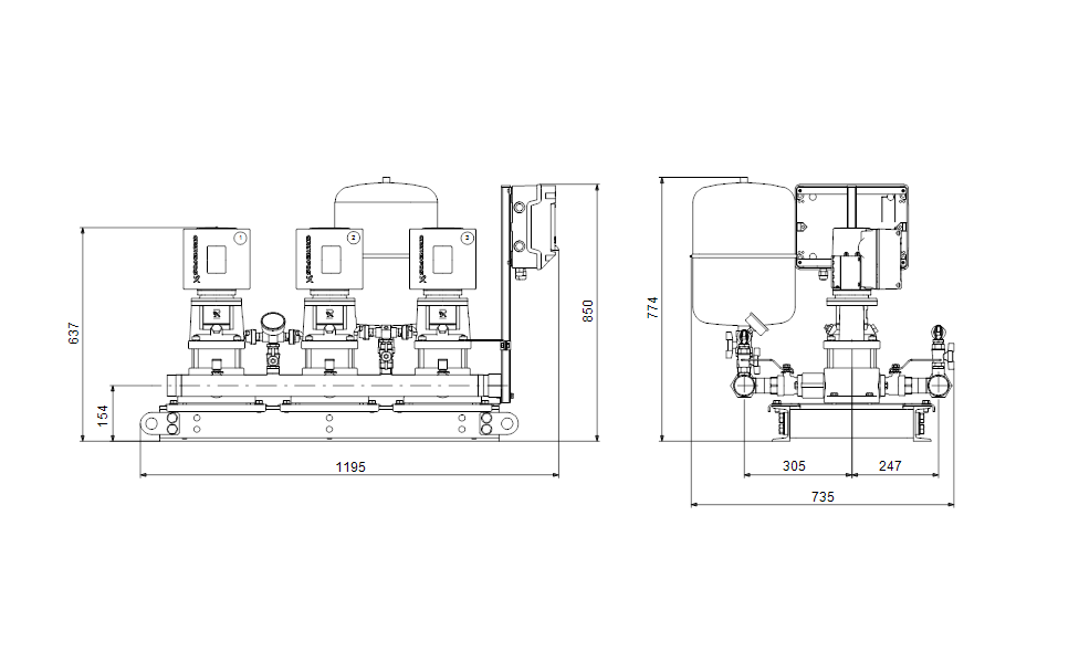 Grundfos Hydro Multi-E 3 CRE 5-2 U8 A-A-I-I-DU Booster Set – 99614225