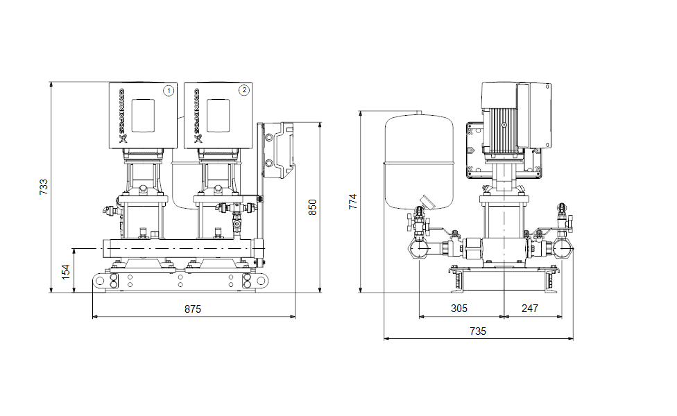 Grundfos Hydro Multi-E 2 CRE 3-8 U8 A-A-I-I-DU Booster Set – 99614250