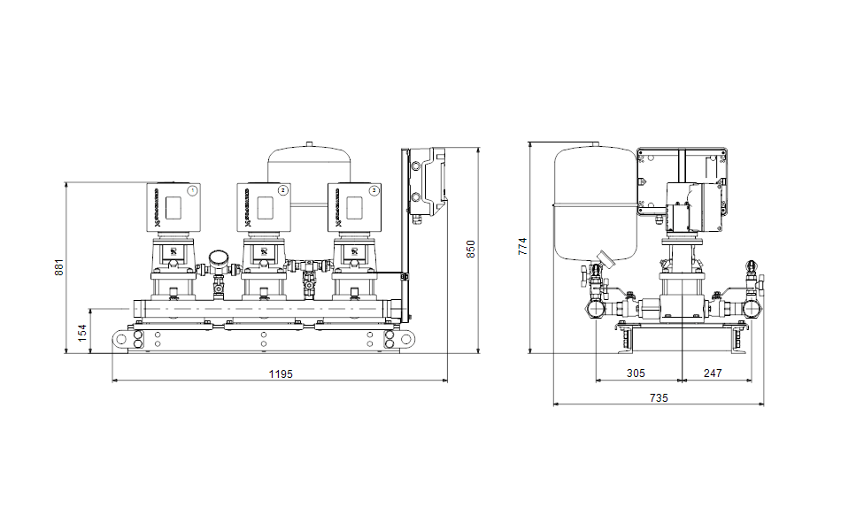 Grundfos Hydro Multi-E 3 CRE 5-8 U2 A-A-I-I-DU Booster Set – 99614304