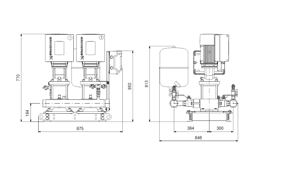 Grundfos Hydro Multi-E 2 CRE 10-2 U2 A-A-I-I-DU Booster Set – 99614306