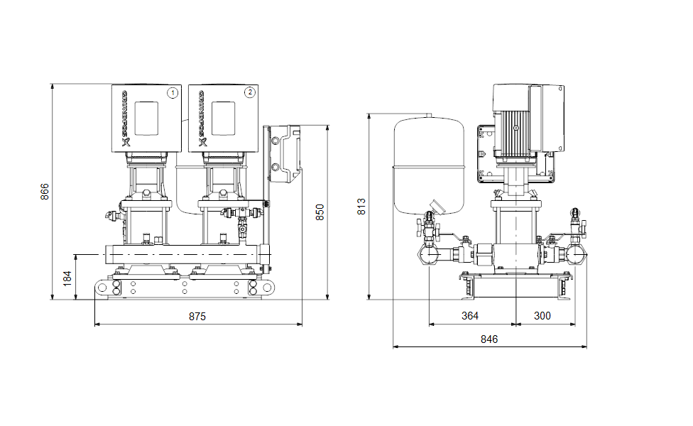 Grundfos Hydro Multi-E 2 CRE 10-4 U2 A-A-I-I-DU Booster Set – 99614349