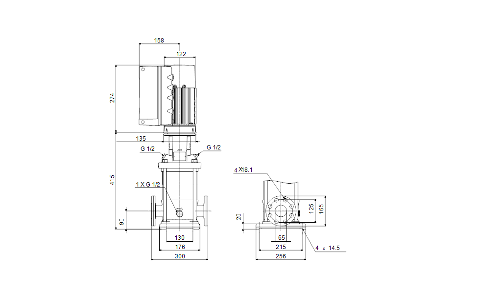 Grundfos CRE 20-1 NPV-F-A-E-HQQE Vertical Multistage Centrifugal Pump with Integrated Frequency Converter – 99728200 (3 x 380-500 V)