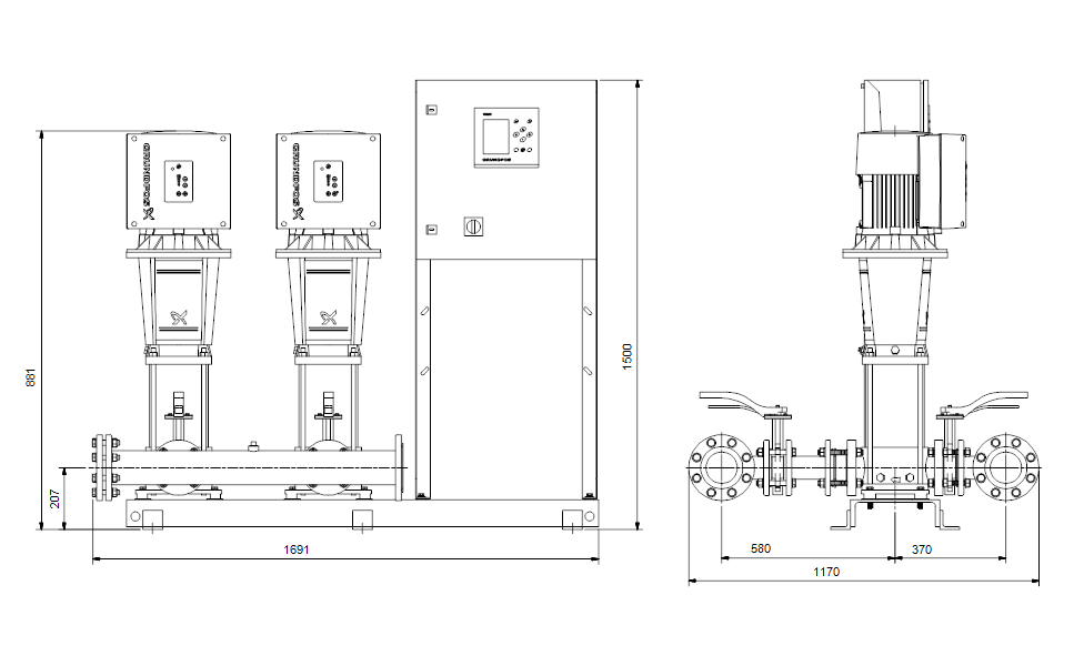 Grundfos Hydro MPC-E 2 CRNE 32-1-1 Booster Set – 99730473