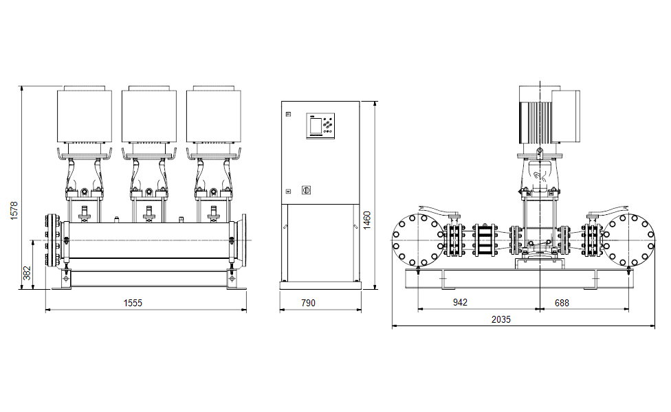 Grundfos Hydro MPC-E 3 CRNE 95-2-1 Booster Set – 99743557