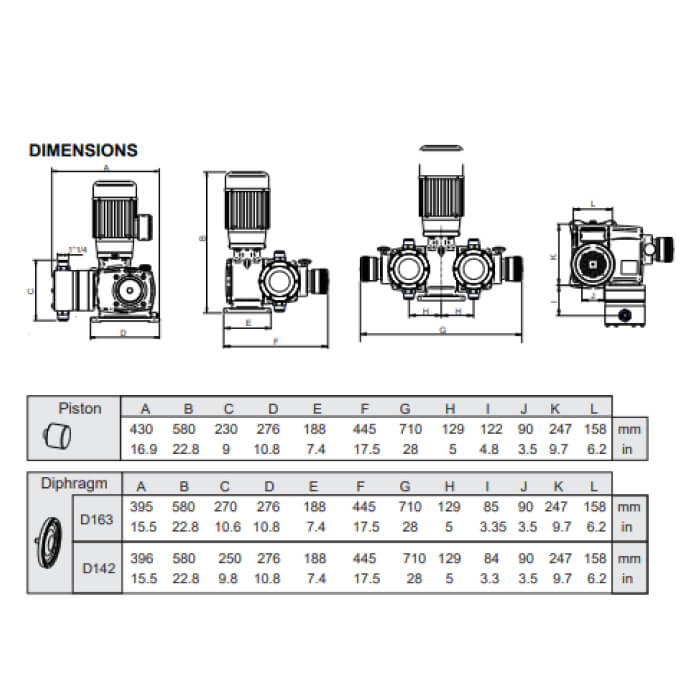 EFR Dual Head Diaphragm Pump – EFR-1200+1200D – 2088-2508 L/hr (1200+1200 nominal) – 500 kPa