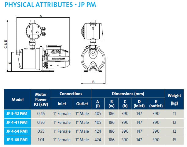 Grundfos JP 5-48 PM1 with pressure manager