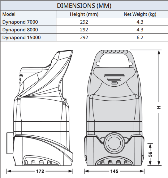 Davey Dynapond 15000 Submersible Pond Pump with Adjustable Inlet Strainer – DYNAPOND15000