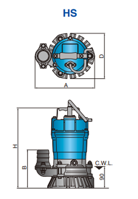 Tsurumi HS Series Manual Submersible Portable Drainage Pump – HS3.75S
