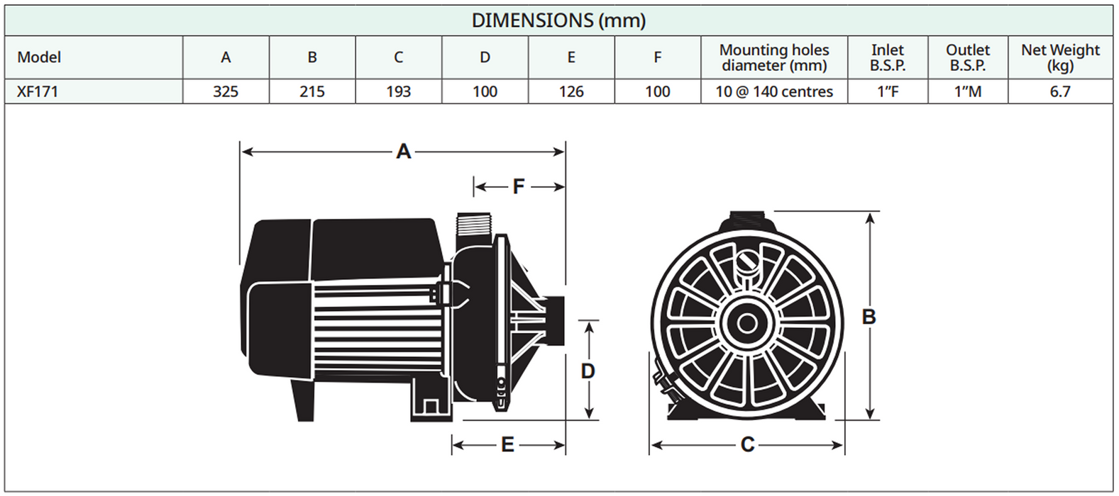 Davey XF171D Electric Transfer Pump for Dog Spas – 71101D