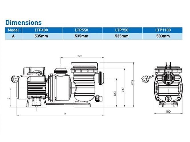 LeisureTime Pool Pump LTP750 (1.0HP)